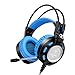 Headset,Ailihen K6 Gamer Gaming Headsets with Microphone for PC Laptop Computer, 3.5mm USB 2.0 Over Ear Headphones Headsets with In-Line Volume Control LED Light 6.5 ft Long Cable(Black/Blue)