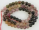6mm multicolor tourmaline round beads 16" strand