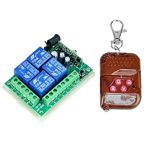 Mintbon 12V 4 Channel Wireless Remote Control Receiver Momentary Switch