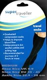 SUPER TRAVELLER Compression Travel Flight Socks Size 6-9, 39-43 MEDIUM - BLACK