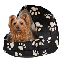 Charly Cat Bed Black / Beige Pawprints