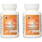 Senna Plus Natural Vegetable Laxative with Stool Softener, 100 tablets (Pack of 2)