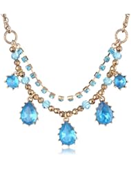 Betsey Johnson "Iconic Stone" Blue Teardrop Gem Necklace, 19"