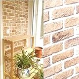 acquasea レンガ 模様 壁紙 ウォールシート アンティーク調 ライトブラウン 防水 45cm×10m DIY 糊付き 裏紙を剥がして貼り付け 室内 屋外 簡単リフォーム