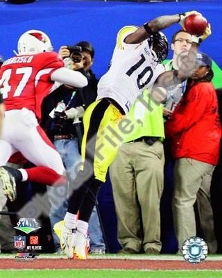 Santonio Holmes Steelers Super Bowl 43 TD Close Up 8x10