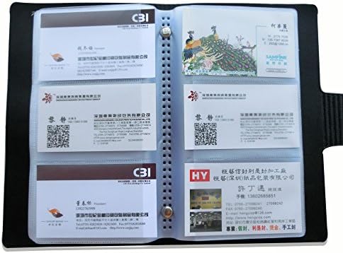 Luckymoo Premium Business Pu Leather Credit Card Holder- Book Style with 150 Card Pockets for 300 Cards(black)