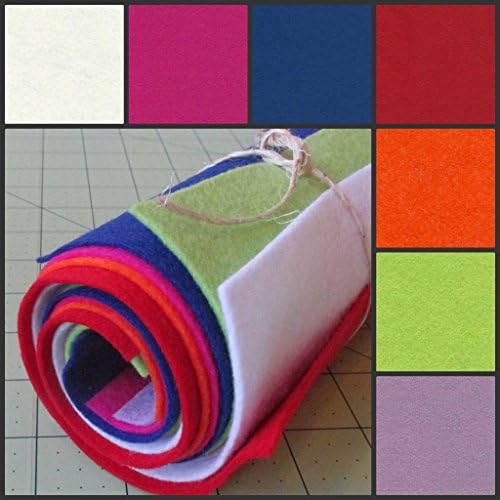 6"X12" Felt Wool Felt Sheets Color Happy Collection Sewing DIY Craft Work 7 Sheets of Merino