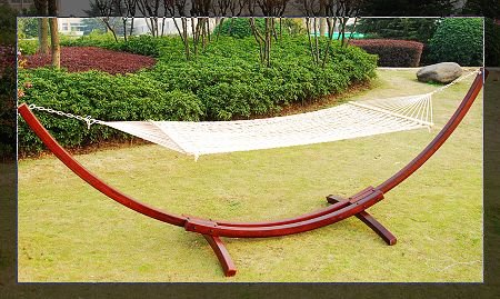 Outsunny Cypress Wooden Arc Hammock Stand W/Cotton Hammock 0118L