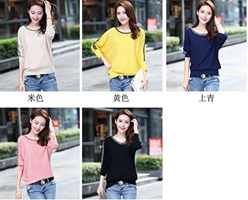 [Kapua] エレガント フェミニン シンプル 柄 七分袖 ドルマン ニット チュニック レディース （ 5色展開 )