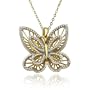 Yellow Gold Plated Sterling Silver Butterfly Pendant and Diamond Accent, 18"