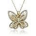Yellow Gold Plated Sterling Silver Butterfly Pendant and Diamond Accent, 18"