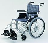 軽量コンパクト自走・介助式車いす（アルミ製・介助ブレーキ付き）HTB-20D-CB（チェックブルー） ブレーキ