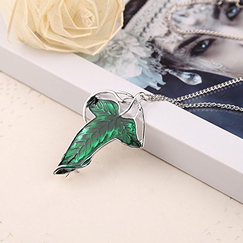 Atoy Lord of the Rings Aragorn Elven Green Leaf Sporting Brooch Pin Hobbit Pendant Necklace + 1pcs Magic Cleaning Eraser Sponge