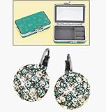 Avon Green Pave Earrings in Floral Print Jewelry Box - B0017R463C