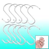 uxcell Sフック 　S型フック　ファミリーフック　製のボールエンドハンガー　シルバートーン　 8cmの長さ　１０枚