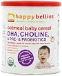 Happy Bellies Organic Baby Cereals with DHA Plus Pre and Probiotics, Oatmeal, 7-Ounce Canisters (Pack of 6)