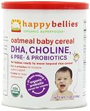 Happy Bellies Organic Baby Cereals with DHA Plus Pre and Probiotics, Oatmeal, 7-Ounce Canisters (Pack of 6)