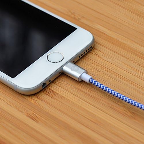 Synapse Cable- 1M (3.3 feet) Apple MFi Certified Lightning to USB Braided Cable with Aluminum Housing Tips for iPhone 6 (Blue / White)