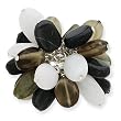 Sterling Silver Smoky Quartz/White Jade/Green Agate Ring