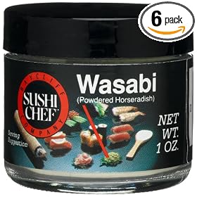 Sushi Chef Wasabi (Powdered Green Horseradish), 1-Ounce Glass Jars (Pack of 6)