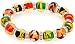Royal Diamond Jamaica Green and Yellow Glass Beads Fashion Designer Charm Stretch Bracelet with CZ Pave