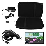 Premium Black EVA Hard Carrying Case + Clear Screen Protector + Home Wall Charger + Car Charger for Garmin Nuvi 1450 1450LMT