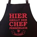 HIER GRILLT DER CHEF PERS�NLICH - Grillsch�rze, Latzsch�rze mit verstellbarem Nackenband und Seitentasche - Grillk�nig Edition