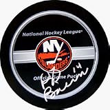 Bob Bourne Autographed New York Islanders Puck