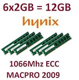 HYNIX original 6 x 2GB = 12GB Kit 240 pin ECC DDR3-1066 PC3-8500E CL7 128Mx8x18 double side (HMT125U7BFR8C-G7) für MacPro Nehalem Systeme 4,1 (Baujahr 2009) Modelle
