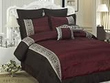 Cathay Home 8-Piece Top of Bed Set King Faux Silk Abruzzo, Burgundy