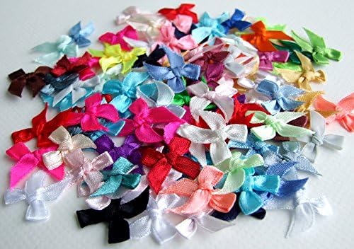 300 Assorted Satin Ribbon Bows Mini Mixed Embellishment Craft Artificial Applique Wedding