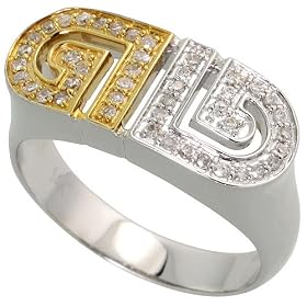 14k White Gold Fashion Ring 5/16" (8mm) wide, w/ 0.23 Carat Round Brilliant Diamonds