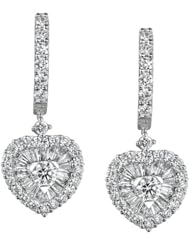 18k White Gold 1.56 Ctw Diamond Heart Earrings