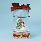 Jim Shore Heartwood Creek Snowman with Winter Scene Jar Shaped Waterball, 7-1/2-Inch