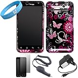 Pink Butterfly with Flower Design Two Piece Shield Protector Snap On Case f ....