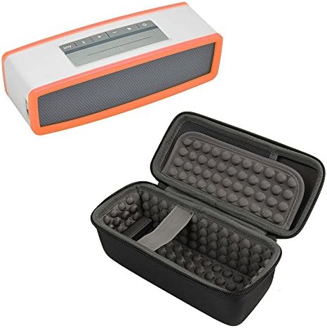Regoo Hard Case Travel Carrying Bag + TPU Soft Cover for Bose Soundlink Mini 2 II (1 I Gen) Bluetooth Portable Wireless Speaker - Fits Wall Charger, Charging Cradle and TPU Soft Cover. (Black+Orange)