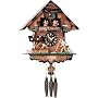 River City Clocks One Day Musical Cuckoo Clock Cottage with Dancers, Volksmarcher, and Waterwheel - 12 Inches Tall - Model # MD446-12