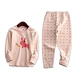 PANCY 子供服 長袖 ルームウェア 上下セット 秋冬 女の子 うさぎ柄(110cm,ライトピンク)