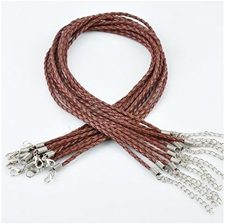 10 Pcs Real Leather Adjustable Braided Necklace Charms Findings String Cord 3 Mm Brown
