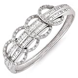 C.Z. Diamond Baguette Silver Circle Bridal Bangle Bracelet (Holiday Special)