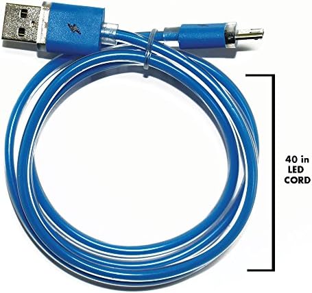 Led USB Cable, (3.4 Ft) Sync and Charge Cable Connectors for Android (40") [12 Month Warranty] (Blue)