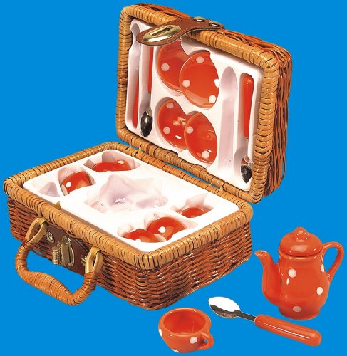 Fuchs 4928 - Mini Porzellan Kaffeeservice f&uuml;r 4 Personen in Picknickkoffer Preisvergleich