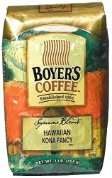 Boyer's Coffee Hawaiian Kona Extra Fancy, 16-Ounce Bags