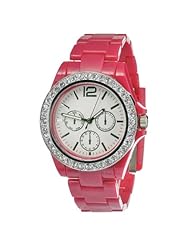 FMD Hot Pink Crystal Accented Plastic Womens Watch FMDCT386
