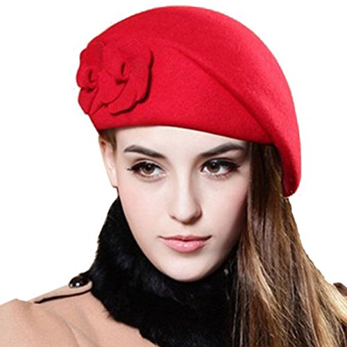Women's Flower Bucket Slouch Wool Beret Party Wedding Bowler Hat