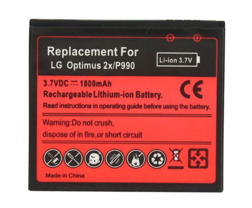 ProdiCell Premium 1800mAH Slim Extended Battery for LG G2X, LG Optimus 2X and LG Star ProdiCell Premium 1800mAH Slim Extended Battery for LG G2X, LG Optimus 2X and LG Star