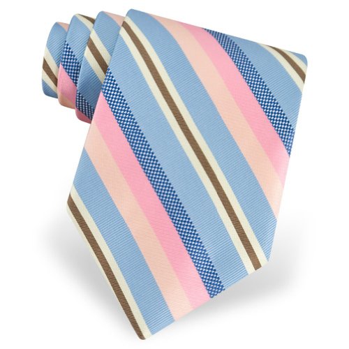Men's Pastel Stripe Microfiber Tie by The American Necktie Company in Blue