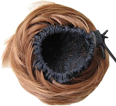 YG New Clip in Ponytail Bun Scrunchie Drawstring Hair Extension Synthetic Hairpiece, light brown