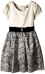 Girls Cotton/Polyester  Glittering Jacquard  Dress With a Bow(s)