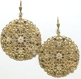 Catherine Popesco 14k Gold Plated White Enamel Filigree Earrings